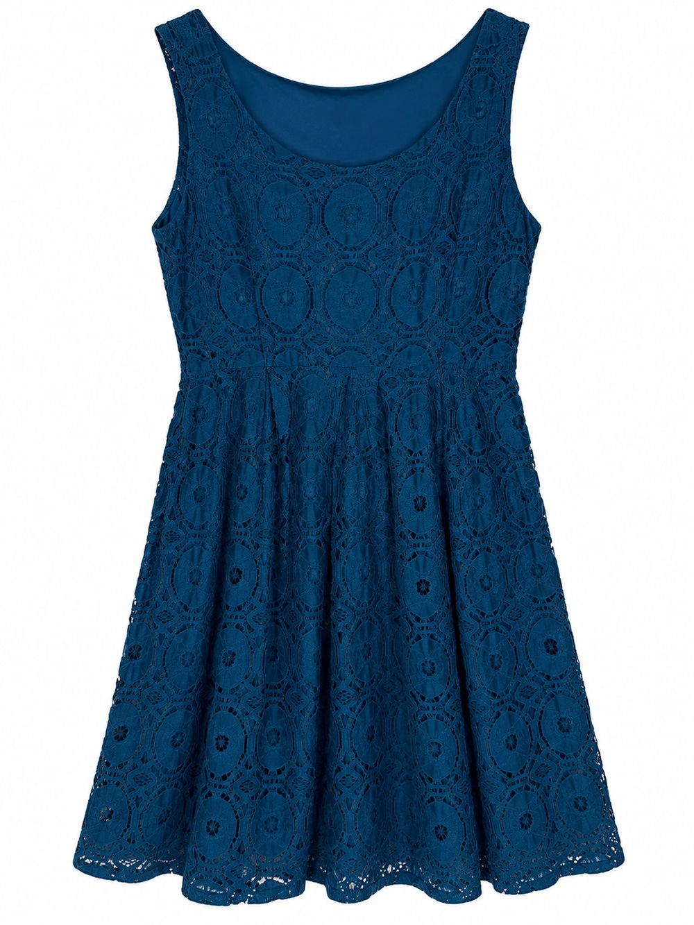 Ronni Nicole Dress Size 14 Blue Lace Sleeveless Fit Flare Lined Midi
